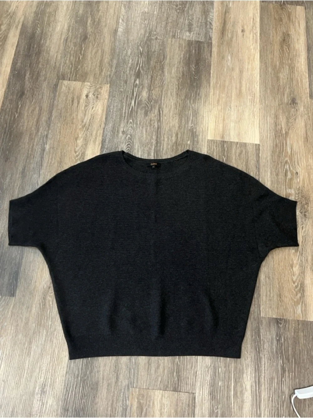 Quince lightweight cotton cashmere dolman sleeve sweater Heather charcoal L - Picture 8 of 9